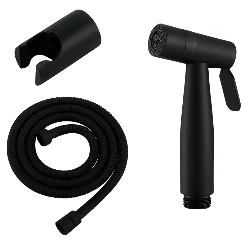 [RIV-205N] DUCHA DE MANO CON BASE Y MANGUERA NEGRO MATE RV