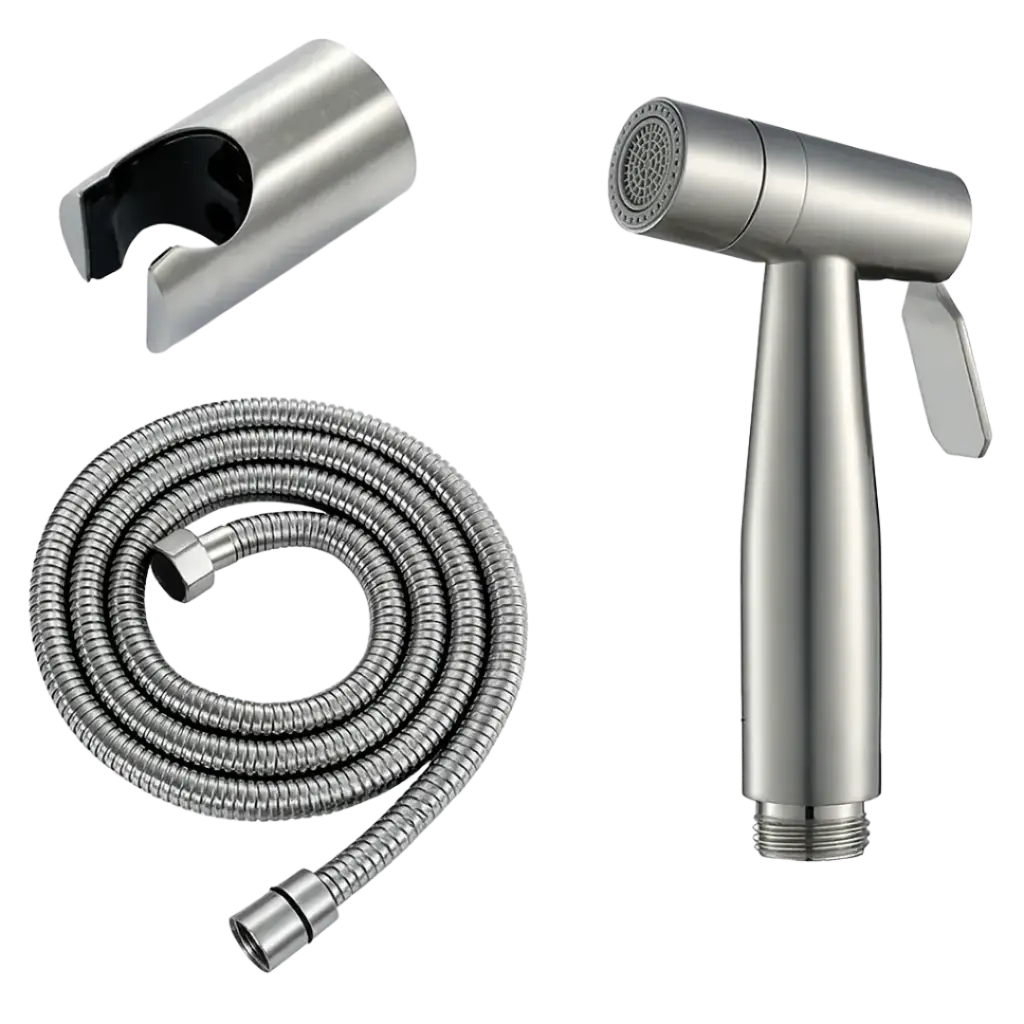 DUCHA DE MANO CON BASE Y MANGUERA SATINADO RV