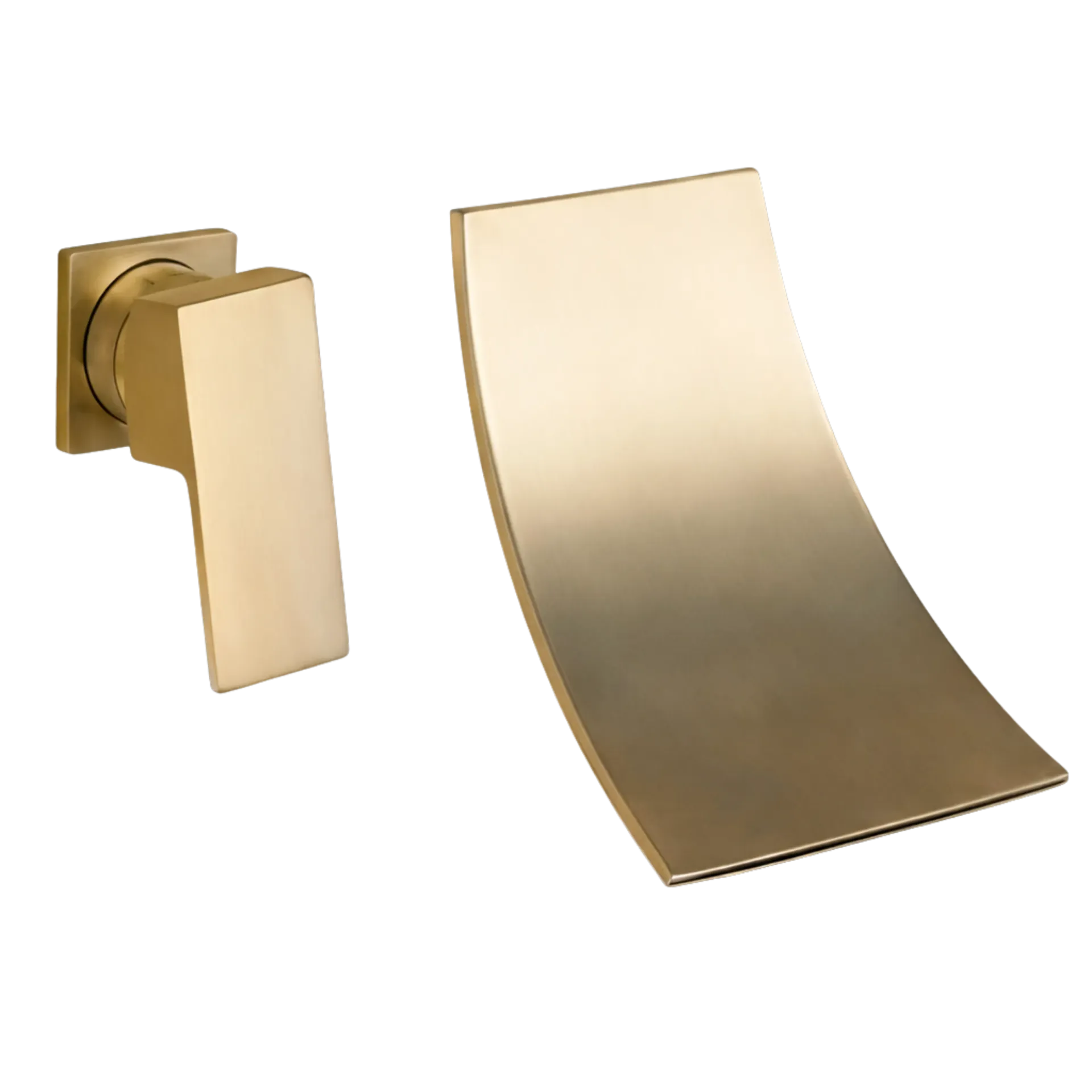 GRIFERIA DE LAVAMANOS DE PARED CASCADA DORADO MATE RIVER