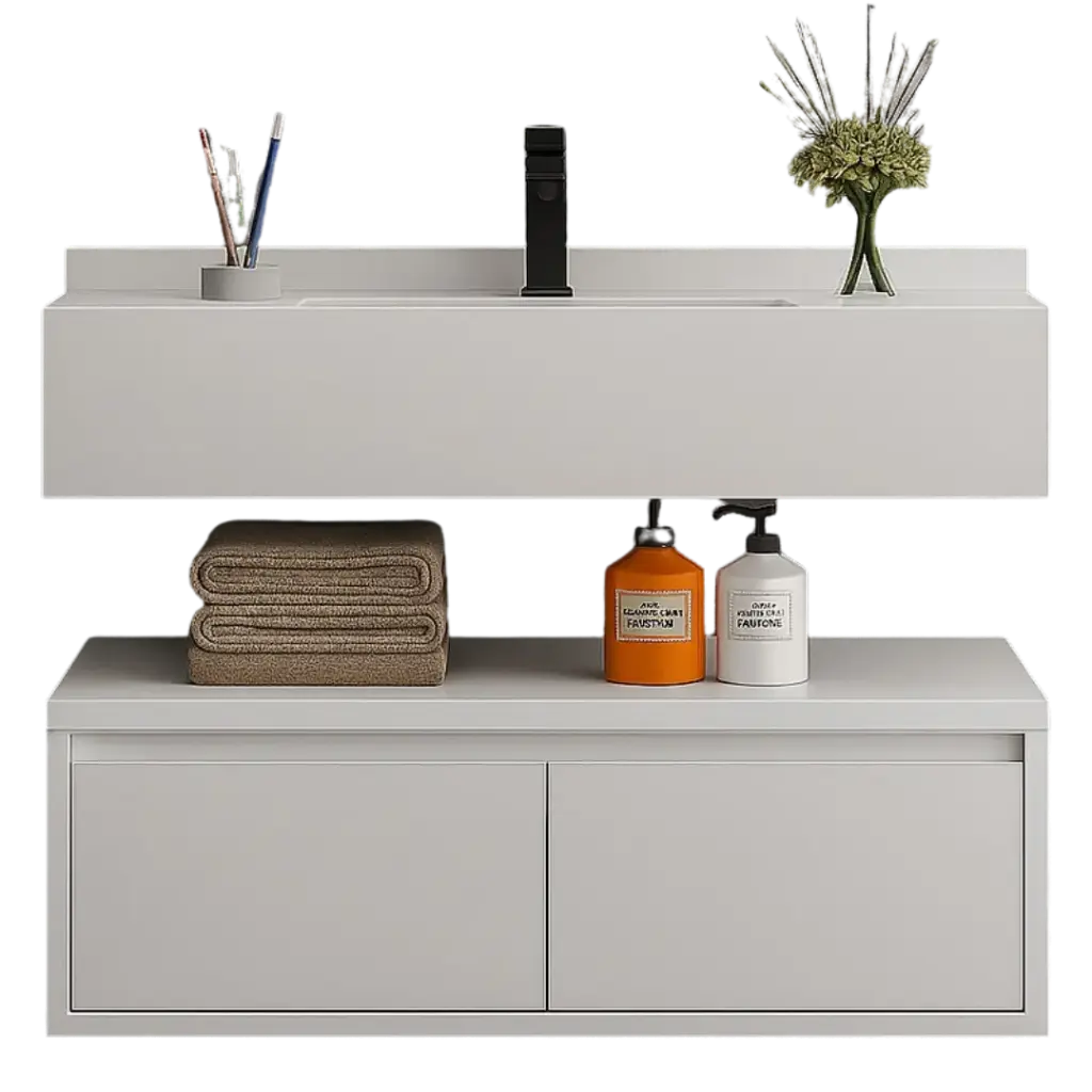 [RIV-MUE/8112-80B] MUEBLE DE BAÑO HILTON 80CM DE PIEDRA SINT. BLANCO RIVER