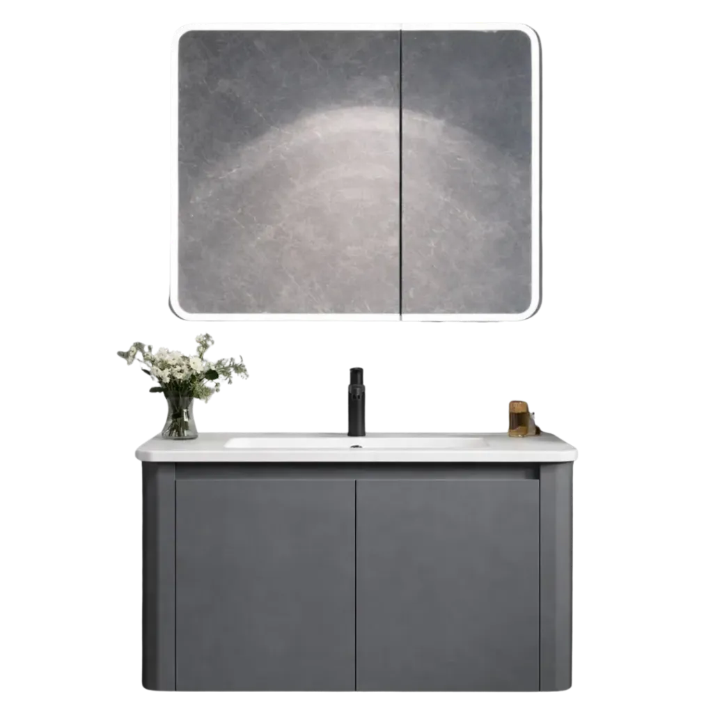 [RIV-MUE/8226-60G] MUEBLE DE BAÑO CURVE 60CM GRIS CON ESPEJO ARMARIO RIVER